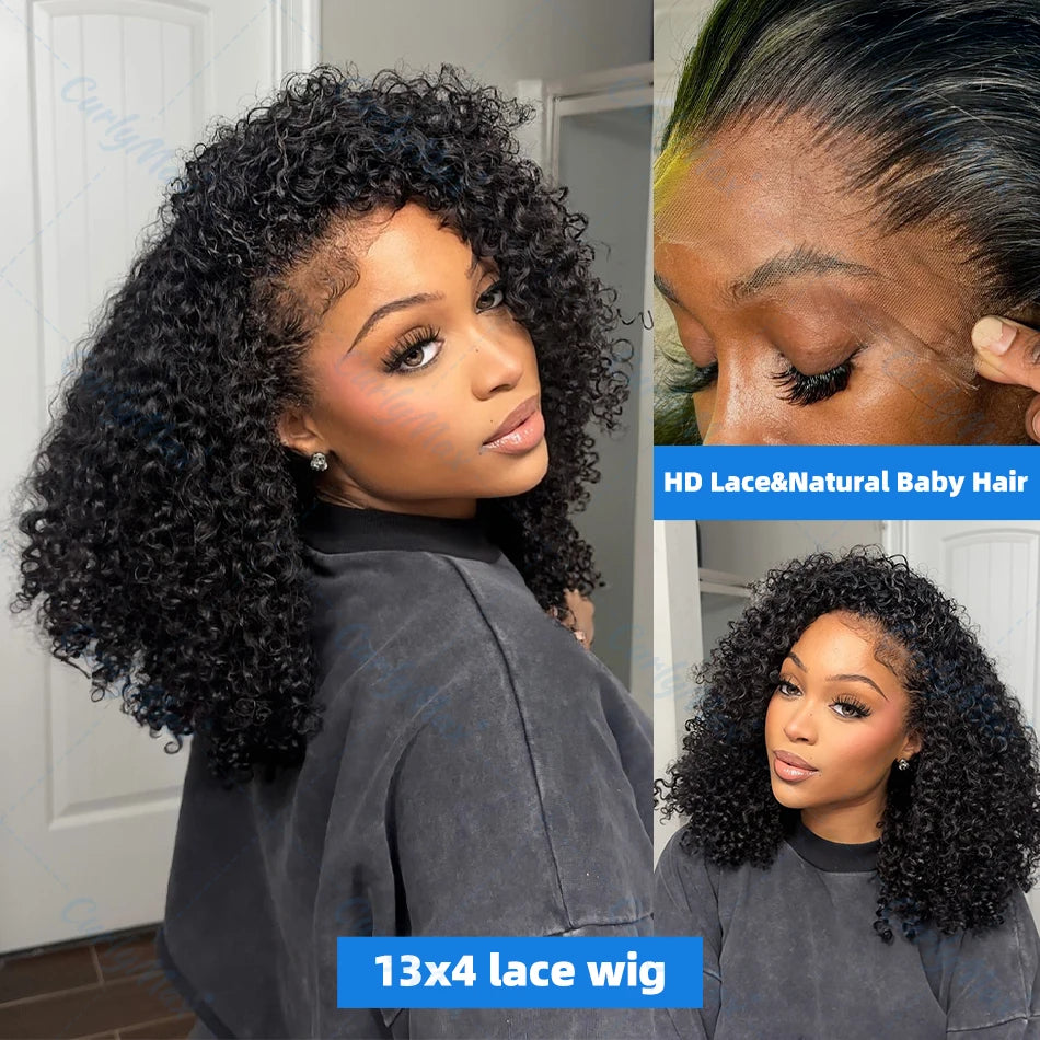 Short Bob Curly 13x6 HD Lace Frontal Wigs Glueless Human Hair Afro Curly 13x4 HD Lace Front Human Hair Brazilian 5x5 Closure Wig