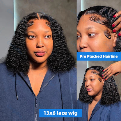 Short Bob Curly 13x6 HD Lace Frontal Wigs Glueless Human Hair Afro Curly 13x4 HD Lace Front Human Hair Brazilian 5x5 Closure Wig